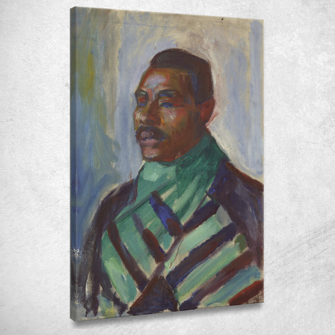 Africano Con Sciarpa Verde Edvard Munch em41 quadro stampato su tela