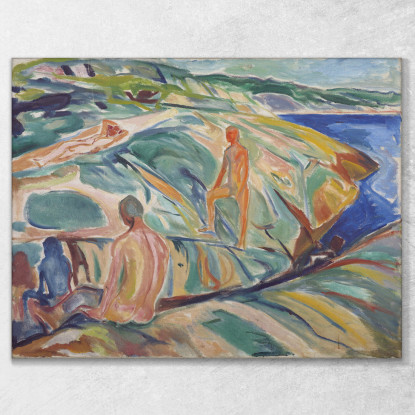 Uomini Che Fanno Il Bagno Sulle Rocce Edvard Munch em62 quadro stampato su tela