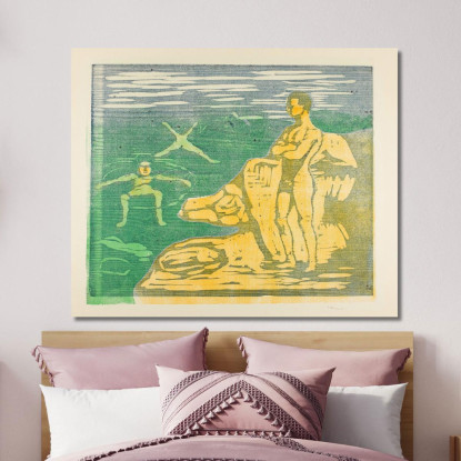 Ragazzi Che Fanno Il Bagno 2 Edvard Munch em74 quadro stampato su tela