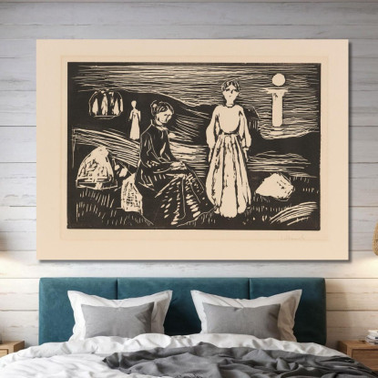 Donne Sulla Spiaggia Edvard Munch em118 quadro stampato su tela