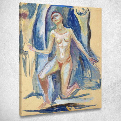 Figura Femminile Inginocchiata Edvard Munch em160 quadro stampato su tela