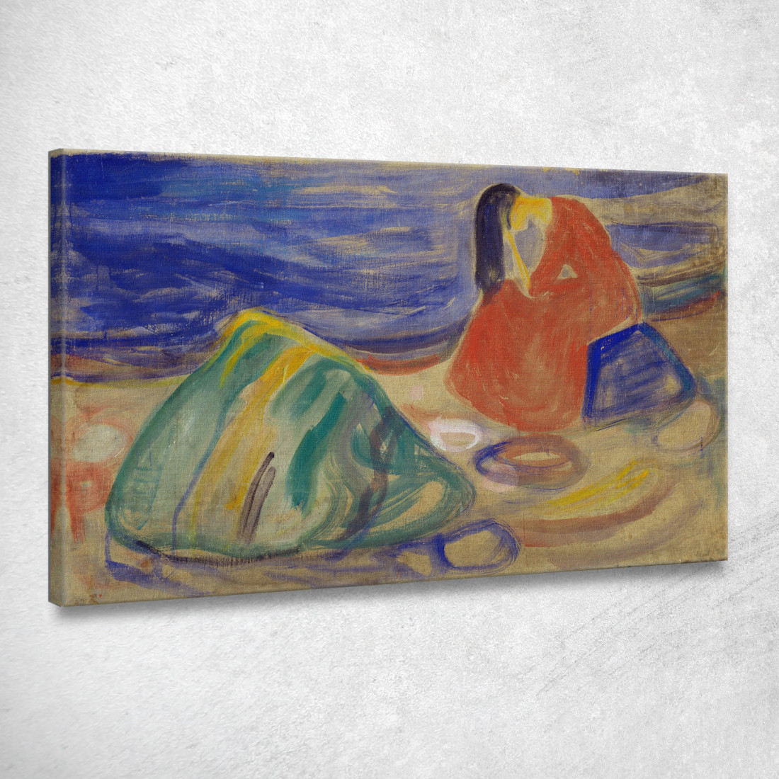 Malinconia. Donna Che Piange Sulla Spiaggia Edvard Munch em194 quadro stampato su tela