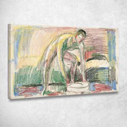 Uomo Nudo Che Si Lava I Piedi Edvard Munch em225 quadro stampato su tela