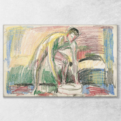 Uomo Nudo Che Si Lava I Piedi Edvard Munch em225 quadro stampato su tela