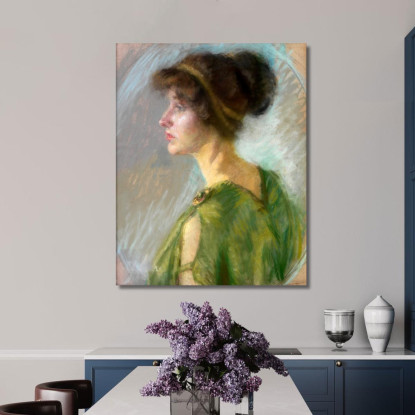 Giovane Donna In Verde Alice Pike Barney apb129 quadro stampato su tela