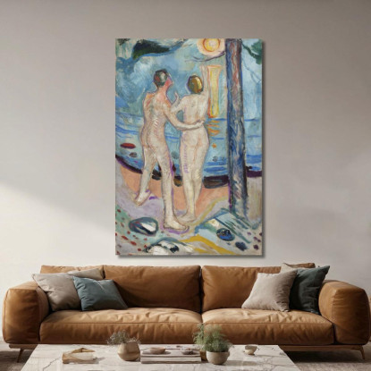 Coppia Nuda Sulla Spiaggia Edvard Munch em231 quadro stampato su tela