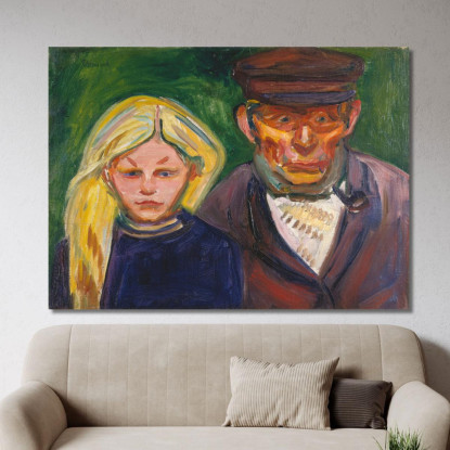 Il Vecchio Pescatore E Sua Figlia Edvard Munch em236 quadro stampato su tela