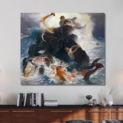 Gioco Delle Nereidi Arnold Böcklin abk39 quadro stampato su tela