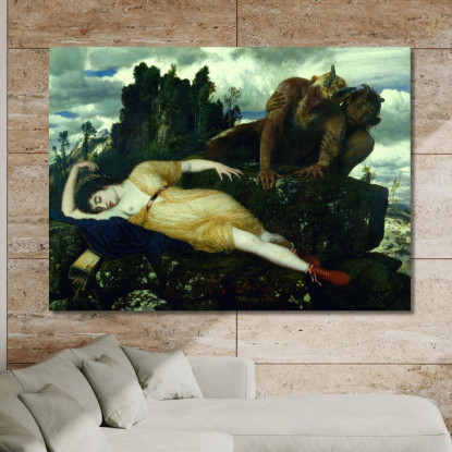 Diana Addormentata Vegliata Da Due Fauni Arnold Böcklin abk60 quadro stampato su tela