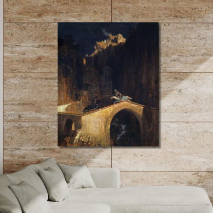 La Lotta Sul Ponte Arnold Böcklin abk64 quadro stampato su tela