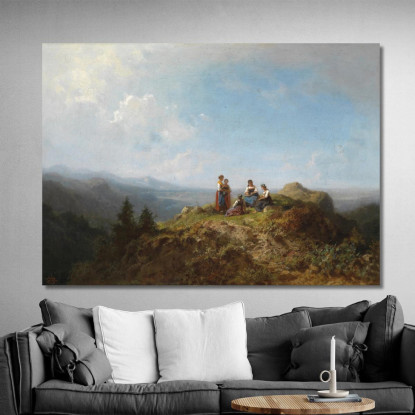 Dirndl In Alpeggio Carl Spitzweg csp21 quadro stampato su tela