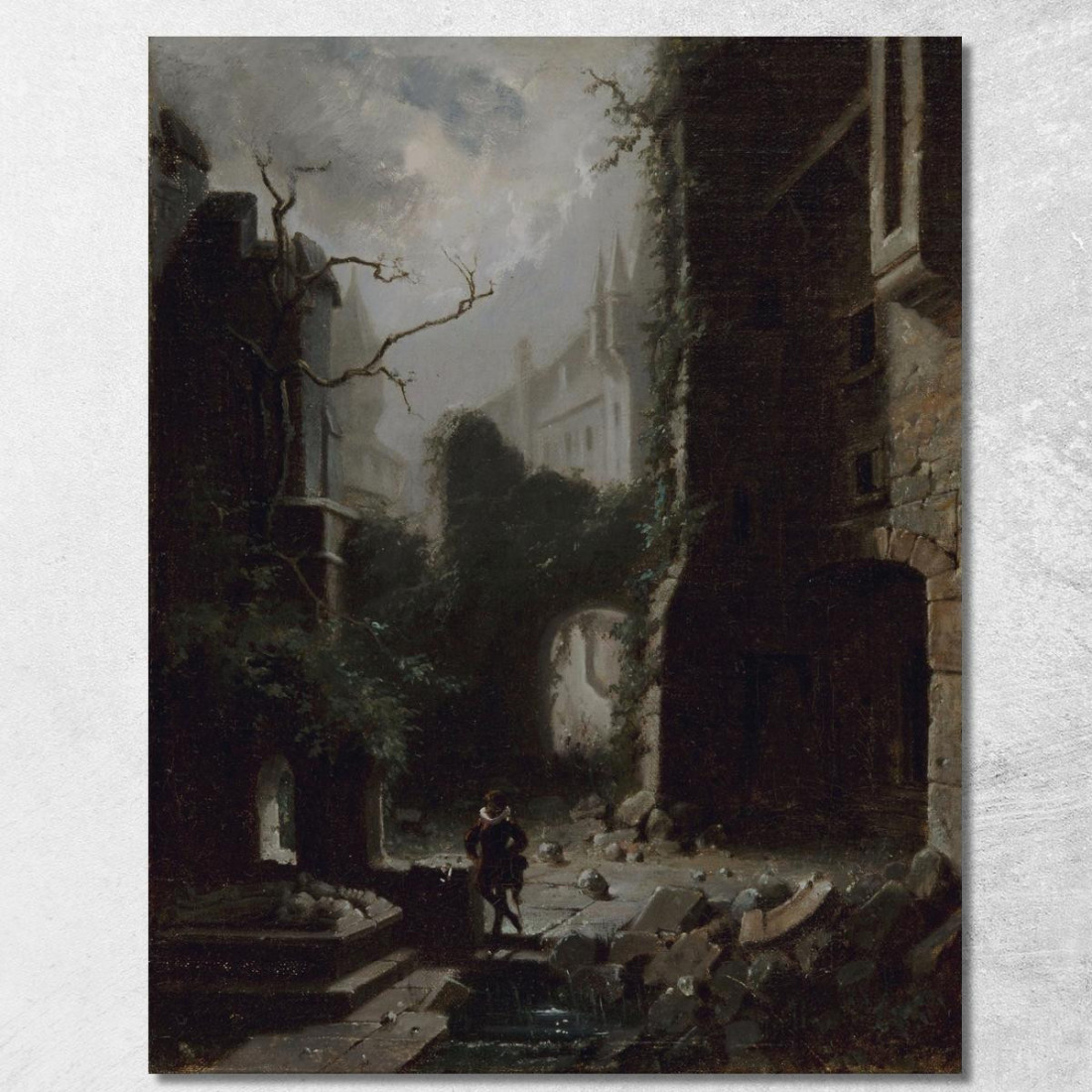 Scena Al Chiaro Di Luna Con Rovine Del Castello Carl Spitzweg csp40 quadro stampato su tela Scena Al Chiaro Di Luna Con Rovine Del Castello Carl Spitzweg csp40 quadro stampato su tela