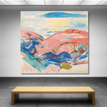 Rocce Rosse Edvard Munch em260 quadro stampato su tela