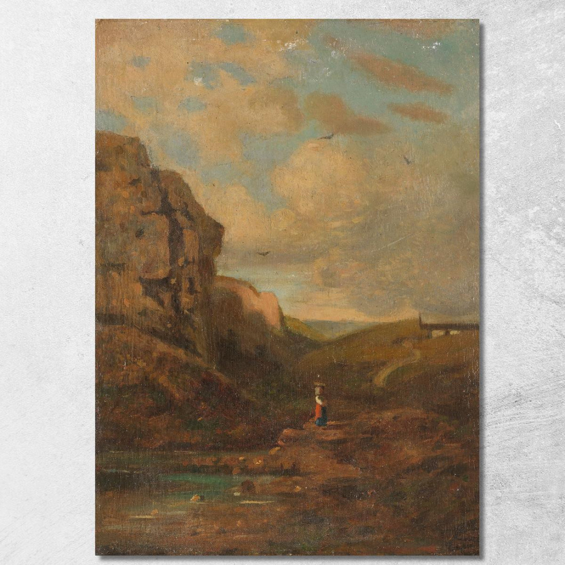 Attribuito A Piccolo Paesaggio Con Lattaia Carl Spitzweg csp67 quadro stampato su tela Attribuito A Piccolo Paesaggio Con Lattaia Carl Spitzweg csp67 quadro stampato su tela