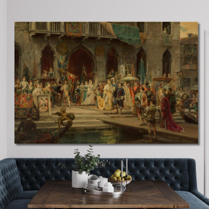 Enrico Iii Ricevuto Dal Doge Muccinigo A Palazzo Foscari Cesare Auguste Detti cad10 quadro stampato su tela