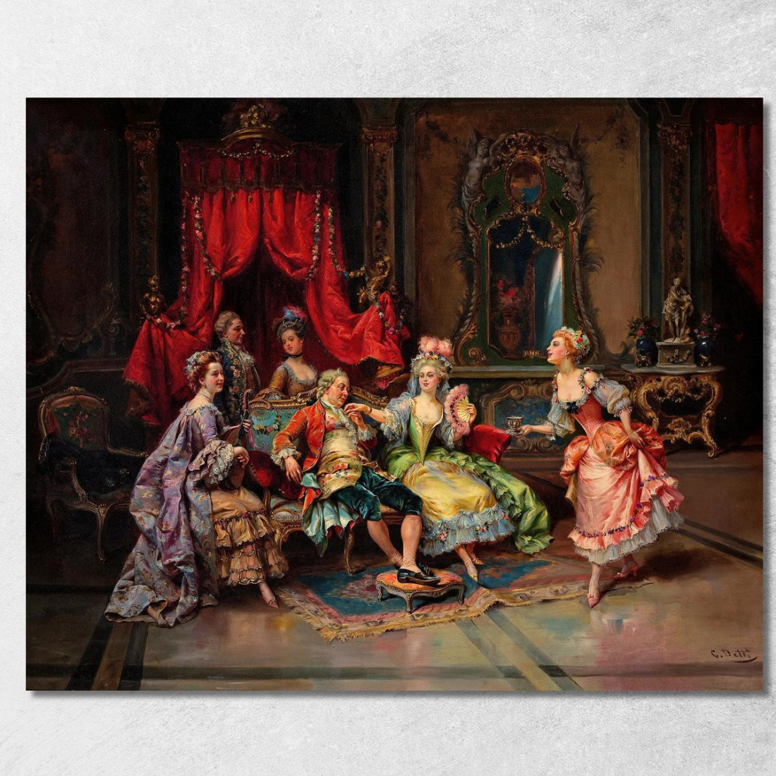 Luigi Xv Nella Sala Del Trono Cesare Auguste Detti cad13 quadro stampato su tela Luigi Xv Nella Sala Del Trono Cesare Auguste Detti cad13 quadro stampato su tela