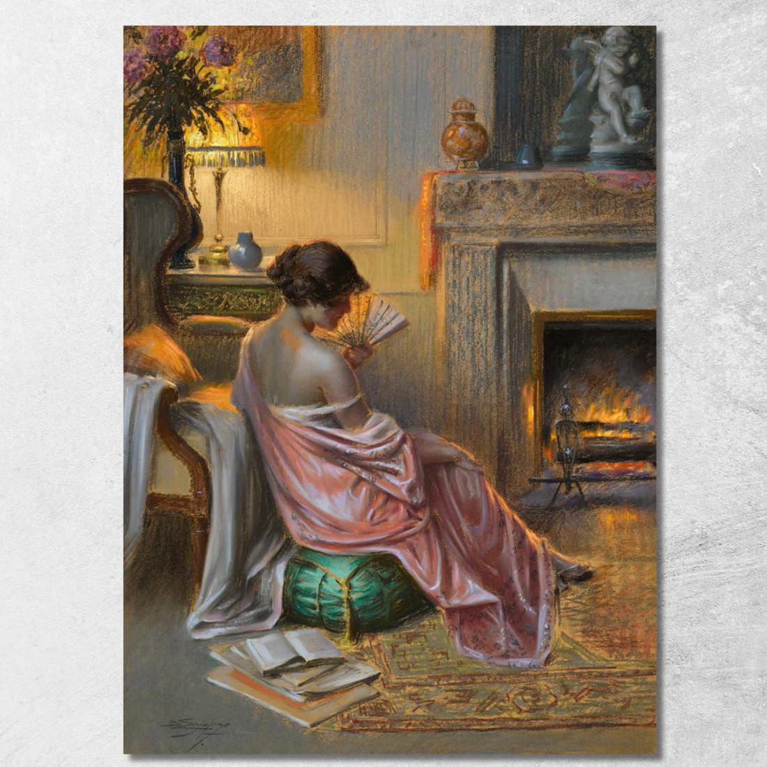 Donna Con L--Ventilatore Delphin Enjolras dej9 quadro stampato su tela Donna Con L--Ventilatore Delphin Enjolras dej9 quadro stampato su tela