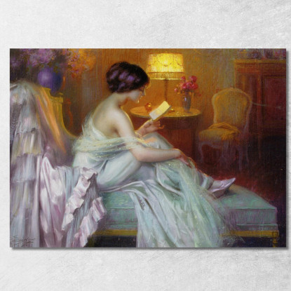 Leggere Alla Luce Della Lampada Delphin Enjolras dej31 quadro stampato su tela