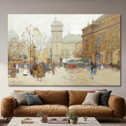 Place Du Châtelet Eugène Galien-Laloue egl17 quadro stampato su tela