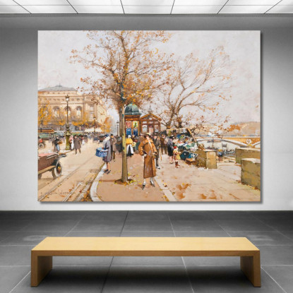 Place Du Châtelet A Parigi Eugène Galien-Laloue egl18 quadro stampato su tela
