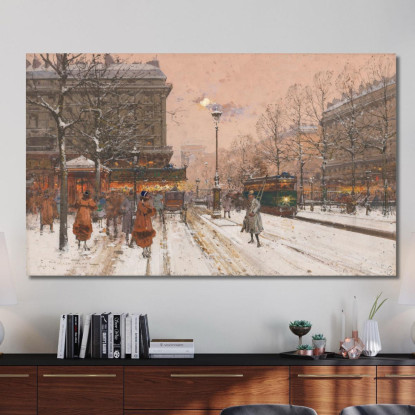 Il Gran Boulevard Sotto La Neve Eugène Galien-Laloue egl26 quadro stampato su tela