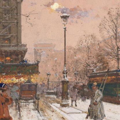 Il Gran Boulevard Sotto La Neve Eugène Galien-Laloue egl26 quadro stampato su tela