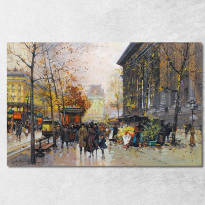 Il Mercato Dei Fiori Della Madeleine Eugène Galien-Laloue egl29 quadro stampato su tela