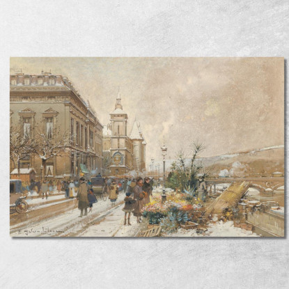 Il Mercato Dei Fiori Eugène Galien-Laloue egl30 quadro stampato su tela