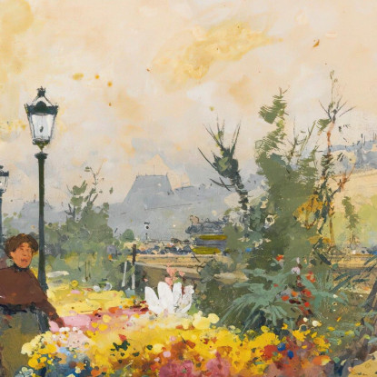 Il Mercato Dei Fiori In Città Eugène Galien-Laloue egl31 quadro stampato su tela