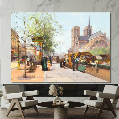 Notre Dame Di Parigi Eugène Galien-Laloue egl46 quadro stampato su tela