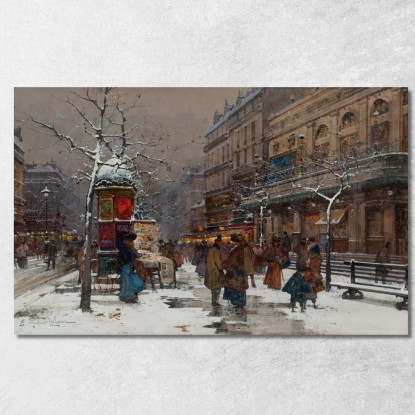 Boulevard Di Parigi In Inverno Eugène Galien-Laloue egl48 quadro stampato su tela