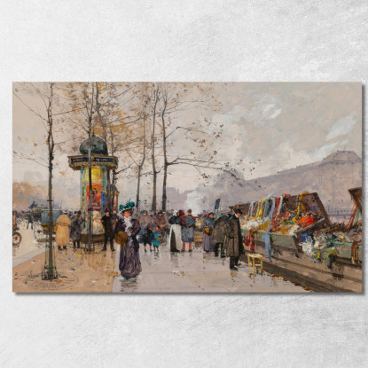 Quai Voltaire Eugène Galien-Laloue egl65 quadro stampato su tela