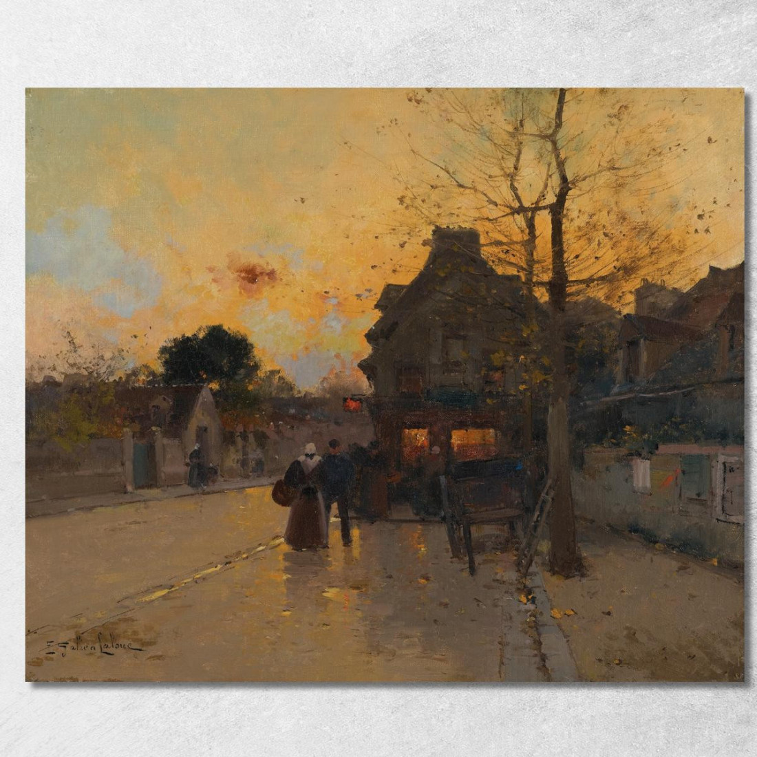 Villaggio Una Sera D'Autunno Eugène Galien-Laloue egl74 quadro stampato su tela Villaggio Una Sera D'Autunno Eugène Galien-Laloue egl74 quadro stampato su tela