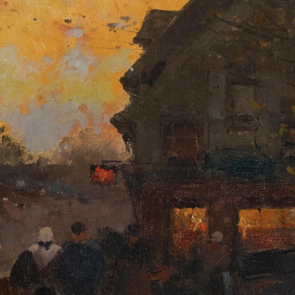 Villaggio Una Sera D'Autunno Eugène Galien-Laloue egl74 quadro stampato su tela