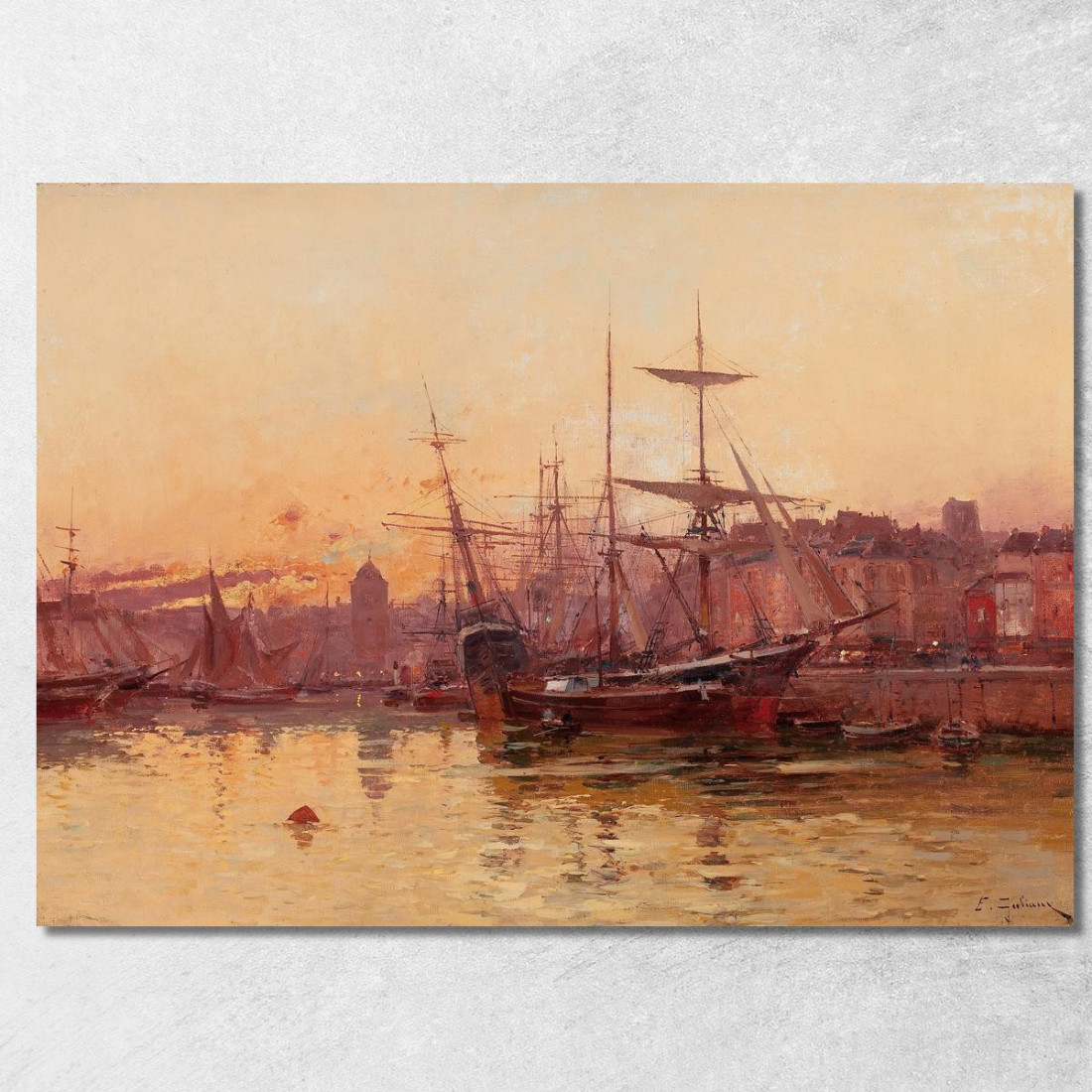 Barche A Vela Al Molo In Normandia Eugène Galien-Laloue egl75 quadro stampato su tela Barche A Vela Al Molo In Normandia Eugène Galien-Laloue egl75 quadro stampato su tela