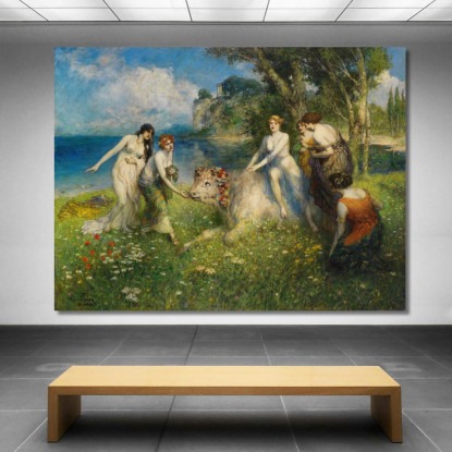 L'Europa Sul Toro Ferdinand Leeke flk3 quadro stampato su tela