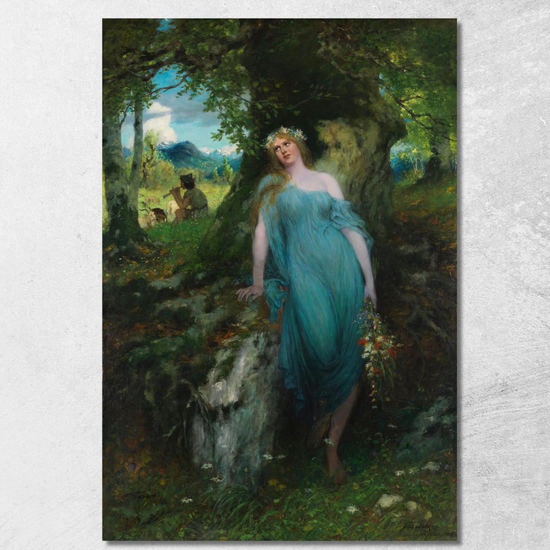 Ninfa Dei Boschi E Pastore Ferdinand Leeke flk15 quadro stampato su tela Ninfa Dei Boschi E Pastore Ferdinand Leeke flk15 quadro stampato su tela