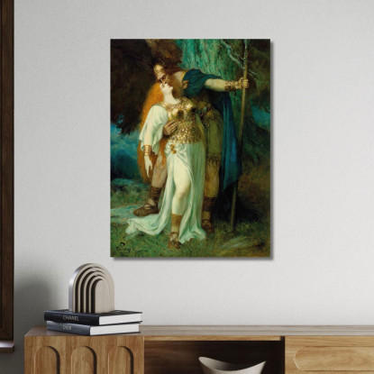 L'Addio Di Wotan A Brunilde Ferdinand Leeke flk16 quadro stampato su tela