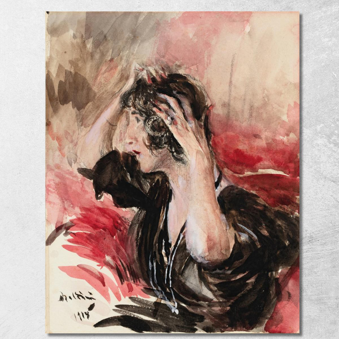 Donna Che Si Sistema I Capelli Giovanni Boldini gbd92 quadro stampato su tela Donna Che Si Sistema I Capelli Giovanni Boldini gbd92 quadro stampato su tela