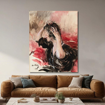 Donna Che Si Sistema I Capelli Giovanni Boldini gbd92 quadro stampato su tela