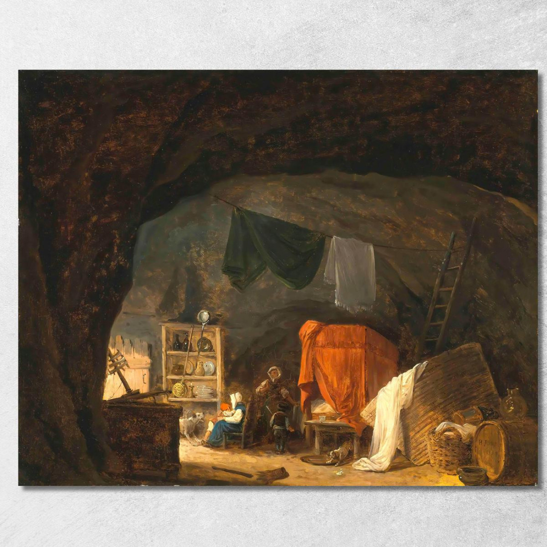 Una Famiglia Nell'Interno Di Una Grotta Hubert Robert hrb6 quadro stampato su tela Una Famiglia Nell'Interno Di Una Grotta Hubert Robert hrb6 quadro stampato su tela