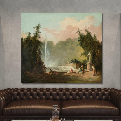 Una Fontana In Un Parco Hubert Robert hrb7 quadro stampato su tela