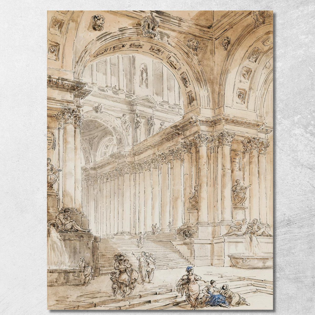 Composizione Architettonica Con Portico Hubert Robert hrb24 quadro stampato su tela Composizione Architettonica Con Portico Hubert Robert hrb24 quadro stampato su tela