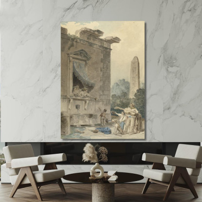 Donne Caritatevoli Hubert Robert hrb28 quadro stampato su tela