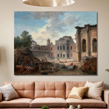 Demolizione Del Castello Di Meudon Hubert Robert hrb31 quadro stampato su tela
