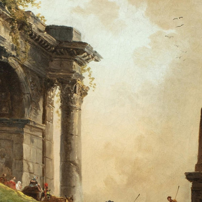 Mandriani E Il Loro Bestiame Davanti A Un Arco E Un Obelisco In Rovina Hubert Robert hrb33 quadro stampato su tela