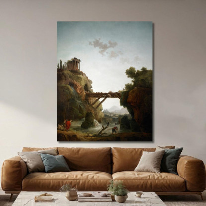 Fantastica Vista Di Tivoli Hubert Robert hrb35 quadro stampato su tela