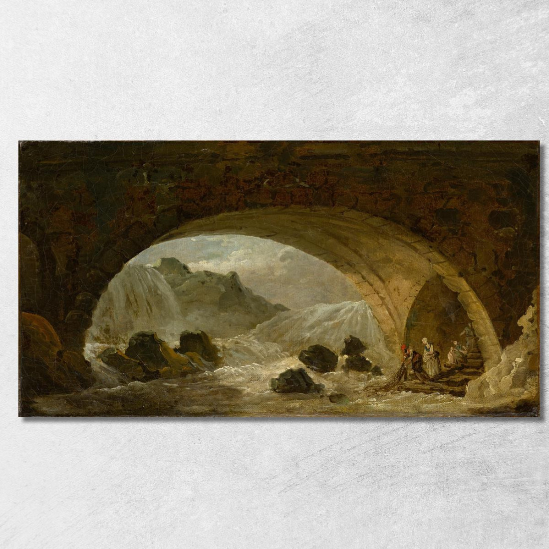 Pescatori Sotto Un Ponte Hubert Robert hrb36 quadro stampato su tela Pescatori Sotto Un Ponte Hubert Robert hrb36 quadro stampato su tela