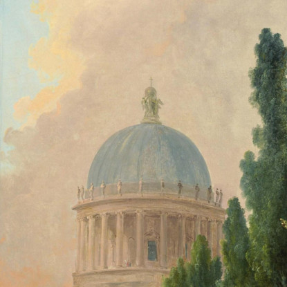 Veduta Immaginaria Di Roma Con Il Domatore Di Cavalli Del Monte Cavallo E Una Chiesa Hubert Robert hrb44 quadro stampato su tel