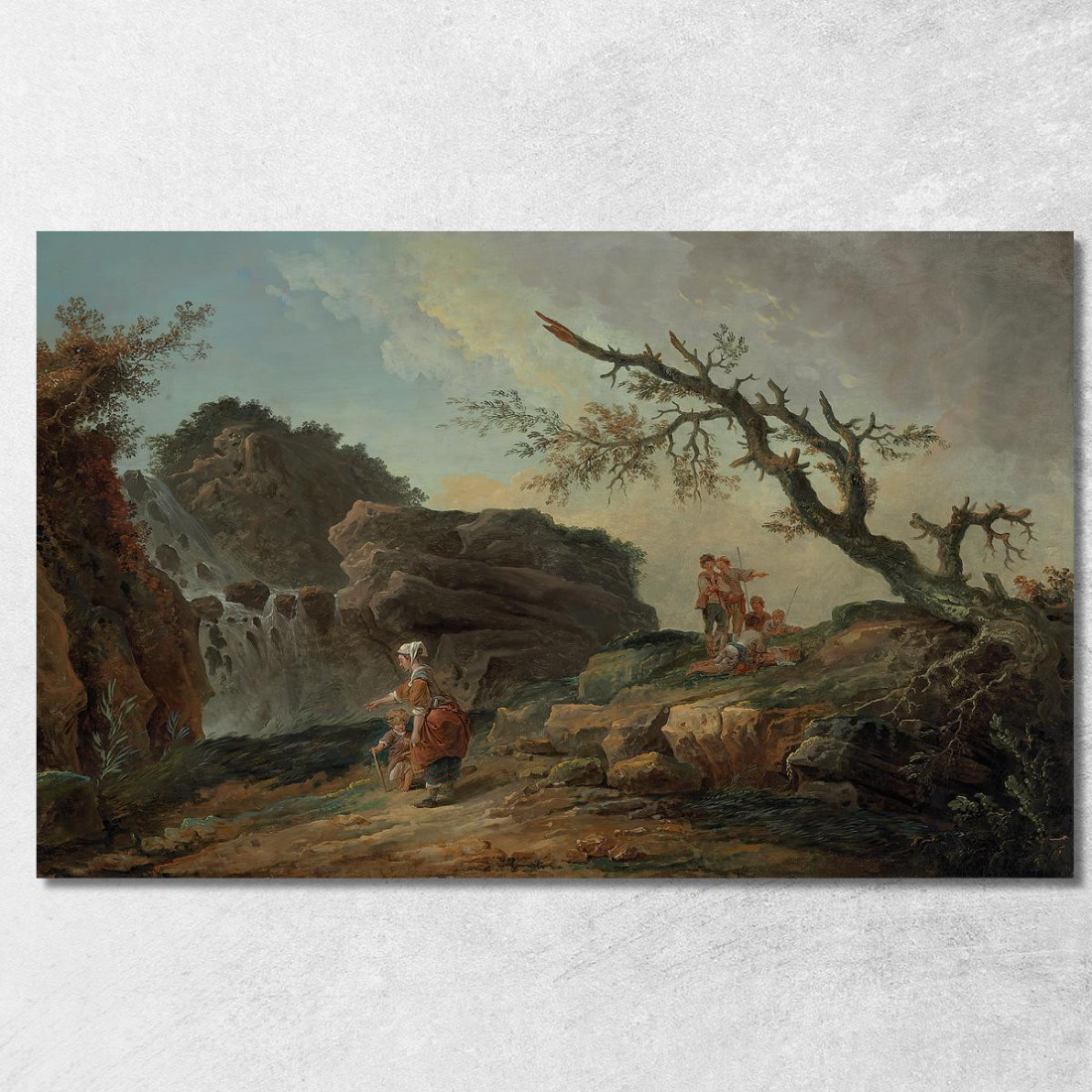 La Cascade Una Collina Rocciosa Con Una Contadina E Un Bambino Hubert Robert hrb48 quadro stampato su tela La Cascade Una Collina Rocciosa Con Una Contadina E Un Bambino Hubert Robert hrb48 quadro stampato su tela